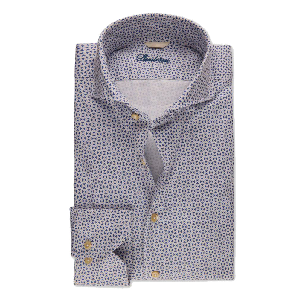 Blue Patterned Twill Shirt