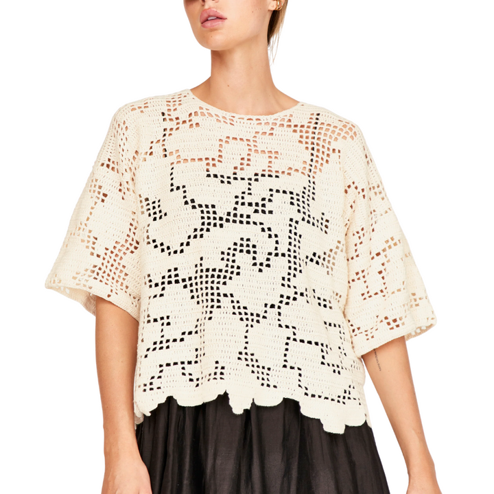 Fez Crochet Top in Natural