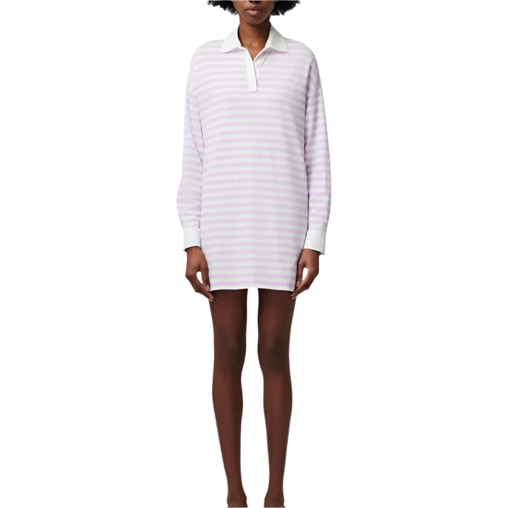 Jersey Stripe Long Sleeve Polo Dress