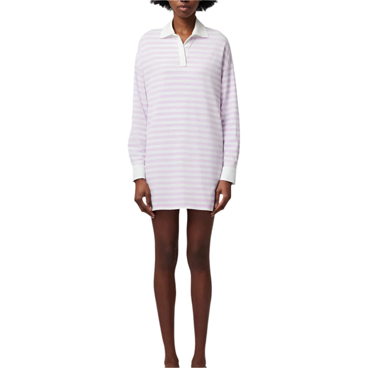 Jersey Stripe Long Sleeve Polo Dress