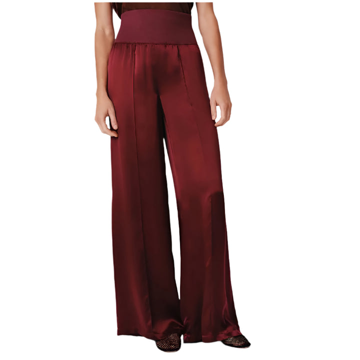 Silk Charmeuse Palazzo Pant - Merlot