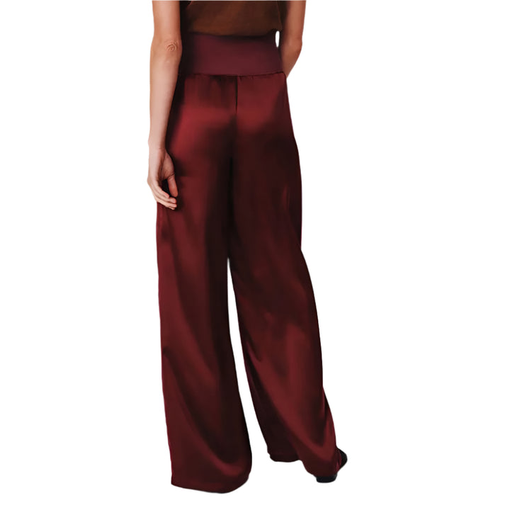 Silk Charmeuse Palazzo Pant - Merlot