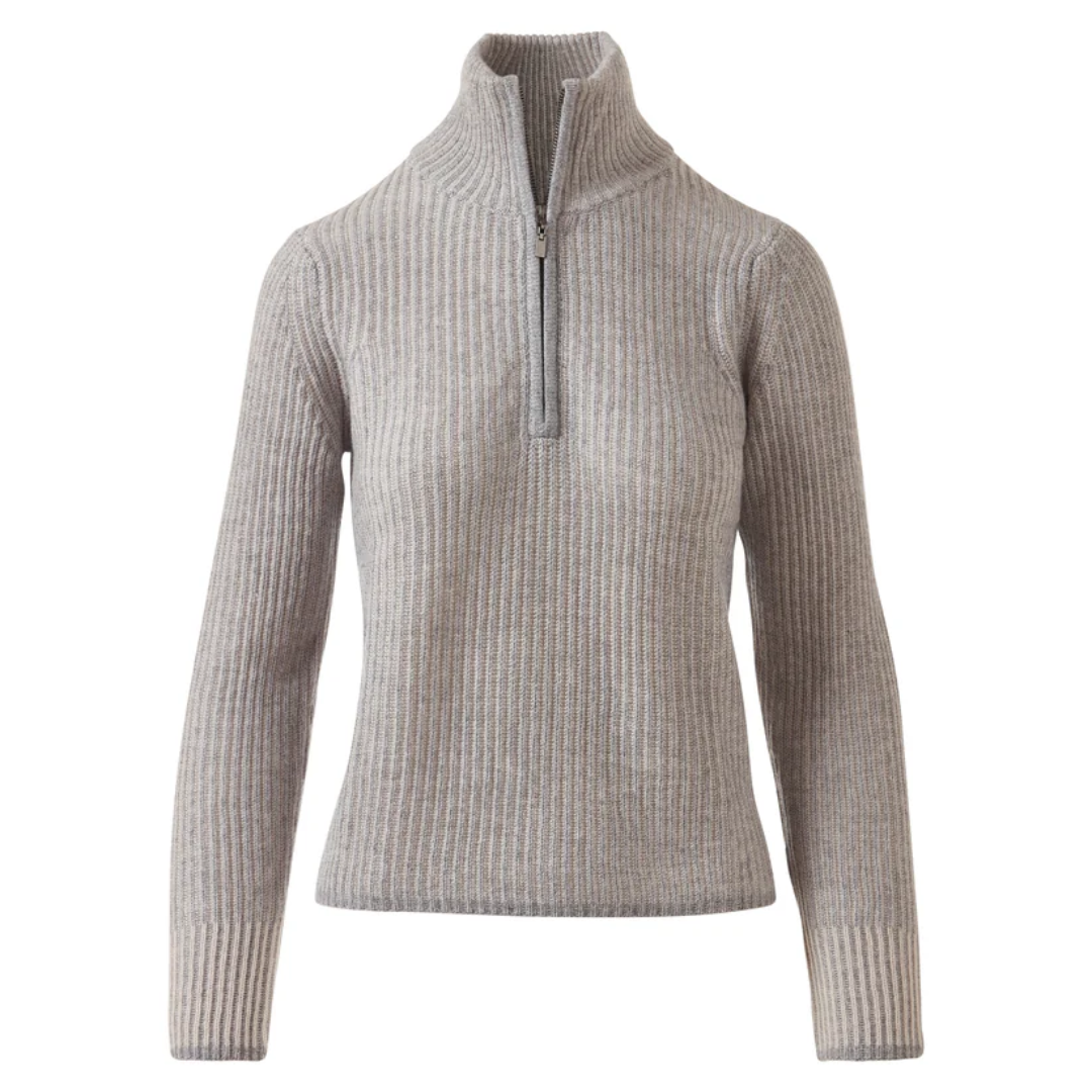 Plaited Ribbed Zip Mock