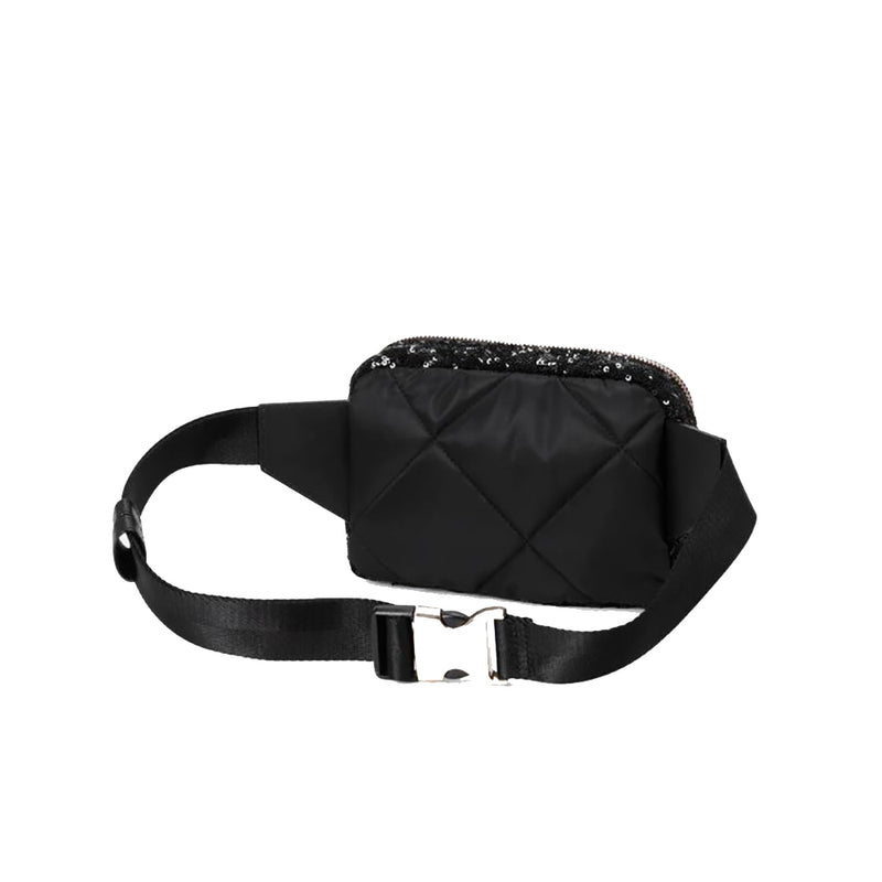 Quilted Madison Belt Bag - Black Sequin