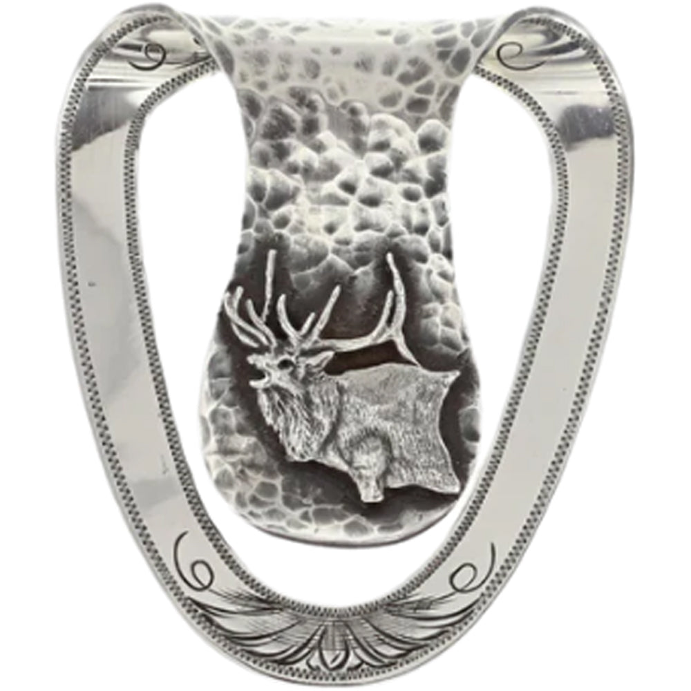 San Jacinto 1613 Sterling Silver Elk Hammered Money Clip