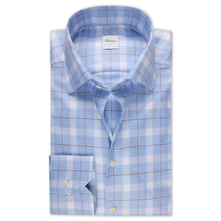 Light Blue Checked Twill Shirt