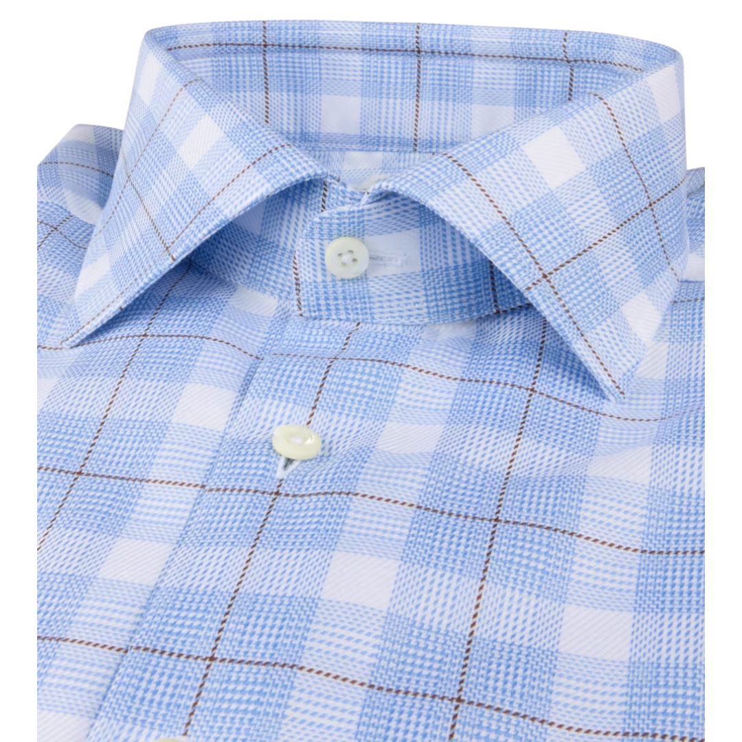 Light Blue Checked Twill Shirt