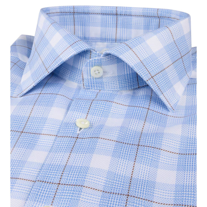 Light Blue Checked Twill Shirt