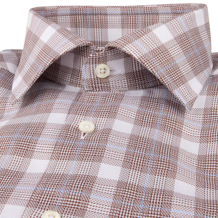 Brown Checked Twill Shirt
