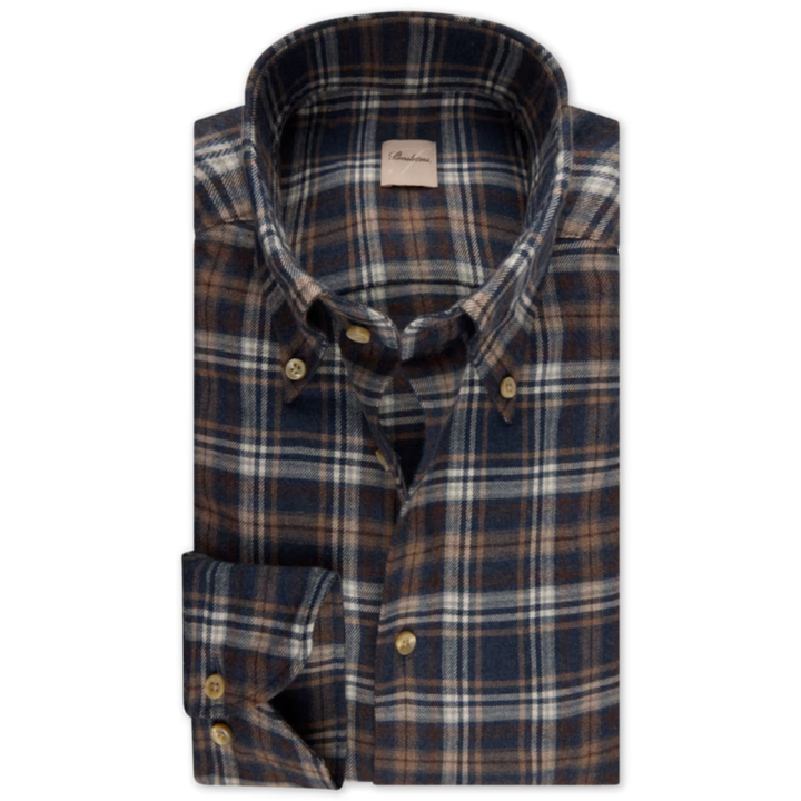 Navy Checked Flannel Shirt