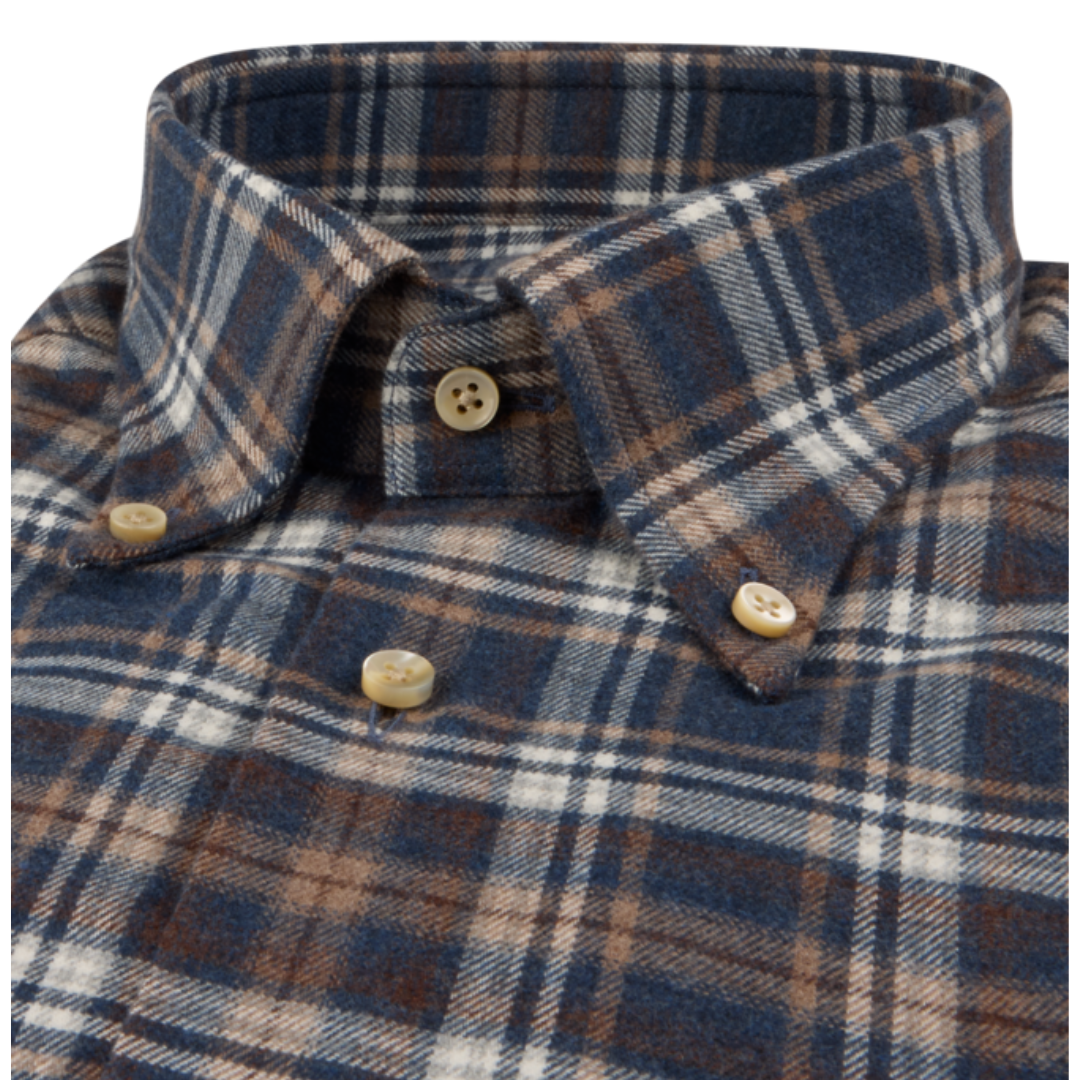 Navy Checked Flannel Shirt
