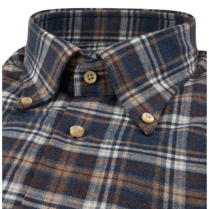 Navy Checked Flannel Shirt