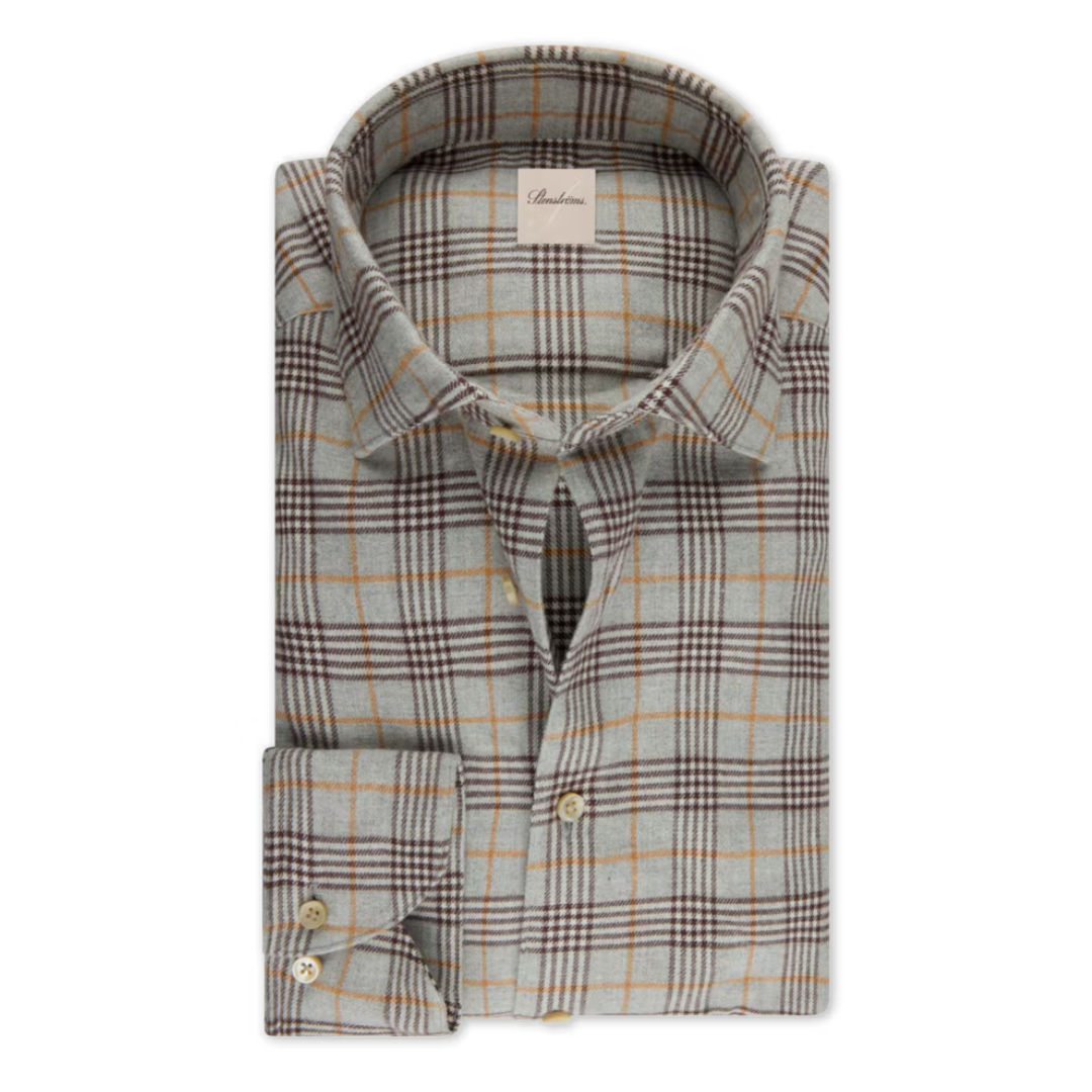 Grey Checked Flannel Shirt