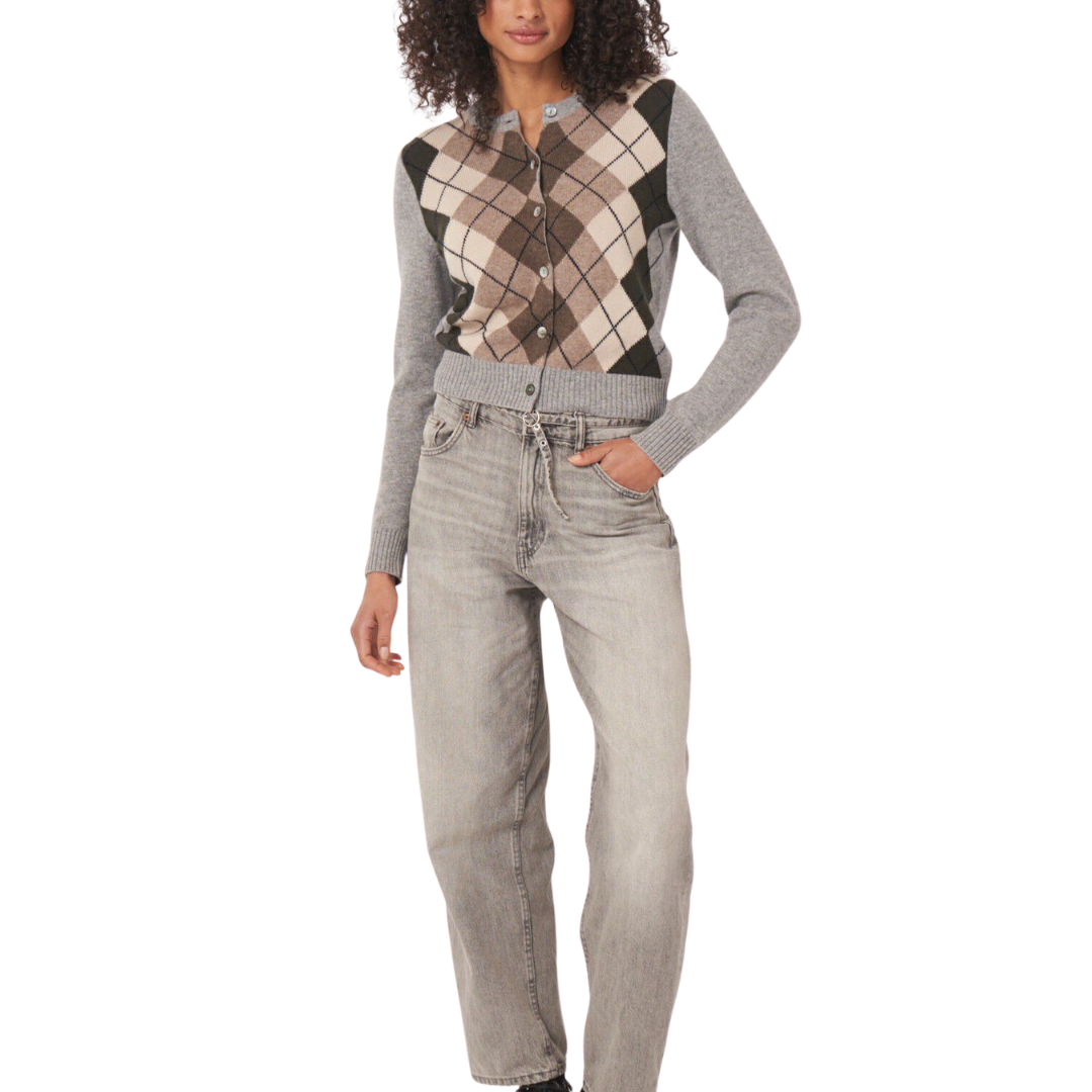 Multicolor Argyle Cashmere Cardigan