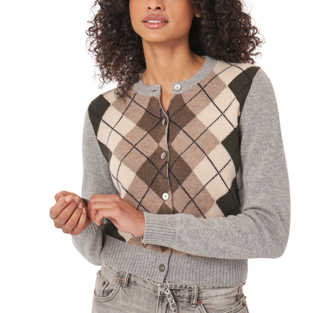 Multicolor Argyle Cashmere Cardigan