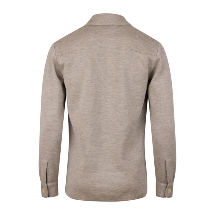 Beige Knitted Merino Wool Overshirt