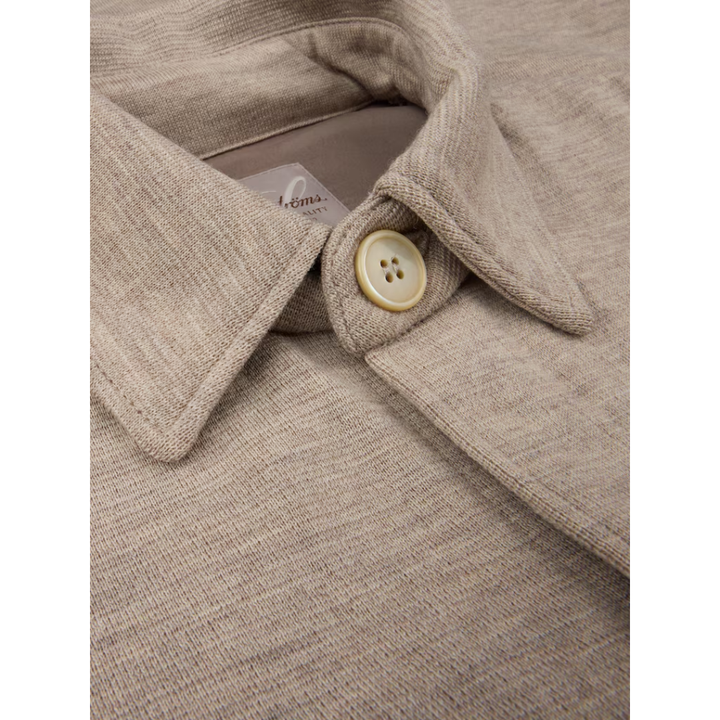 Beige Knitted Merino Wool Overshirt