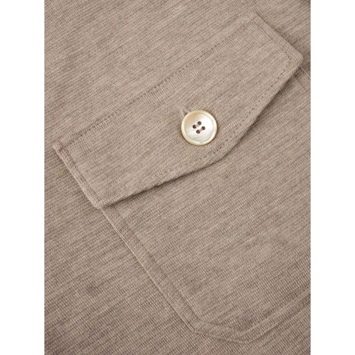 Beige Knitted Merino Wool Overshirt