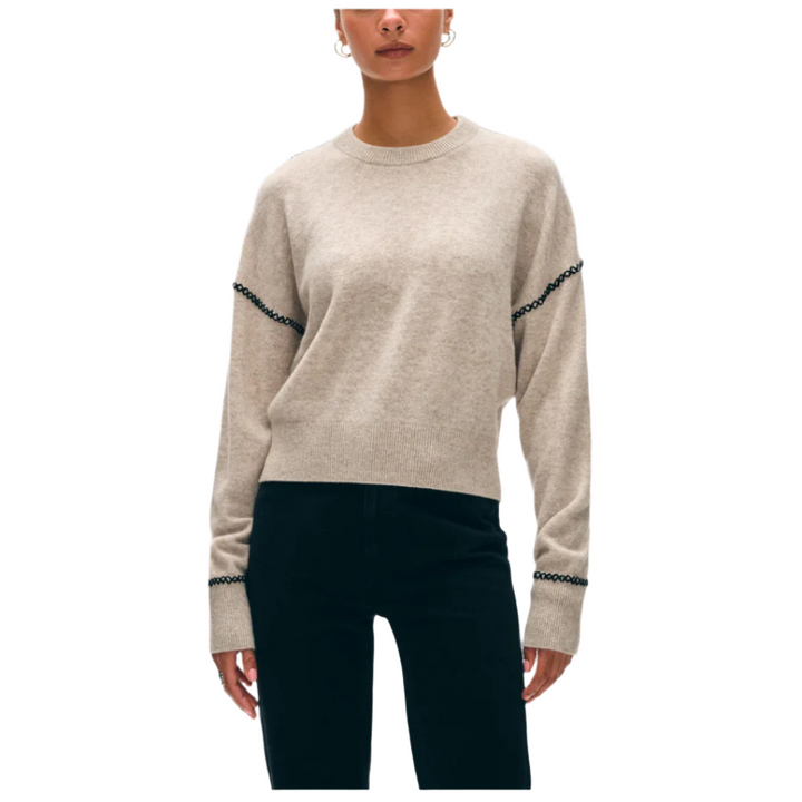 Cashmere Blanket Stitch Crewneck