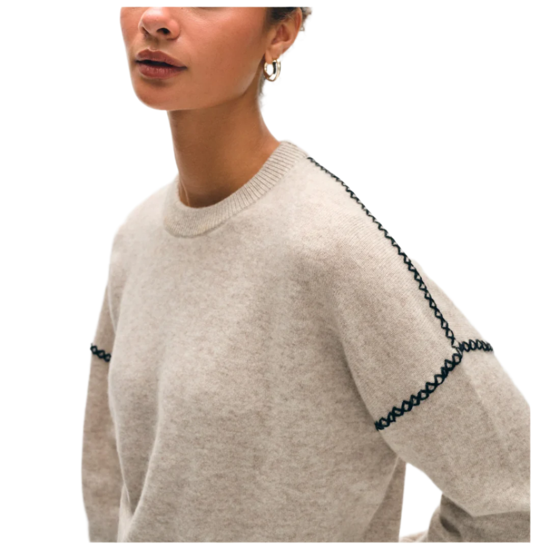 Cashmere Blanket Stitch Crewneck