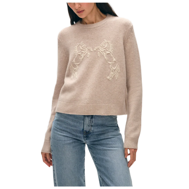 Cashmere Blend Horse Embroidered Crewneck