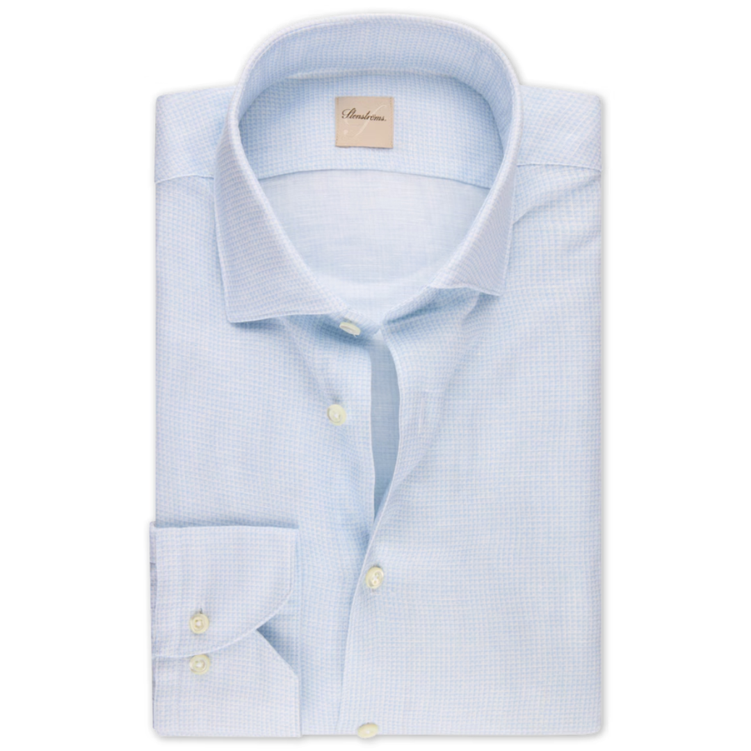 Light Blue Checked Linen/Lyocell Shirt