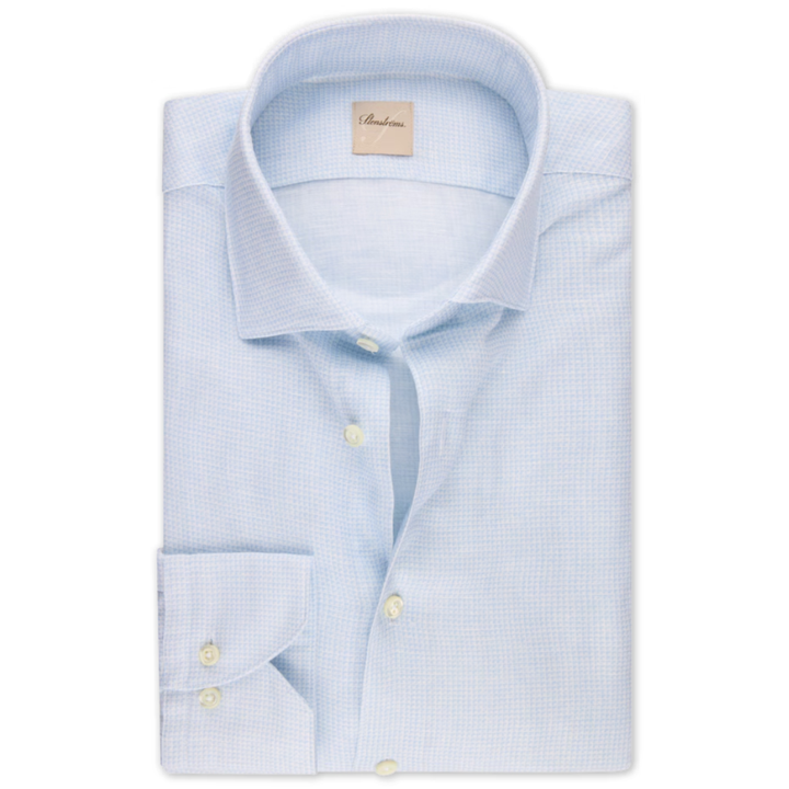 Light Blue Checked Linen/Lyocell Shirt