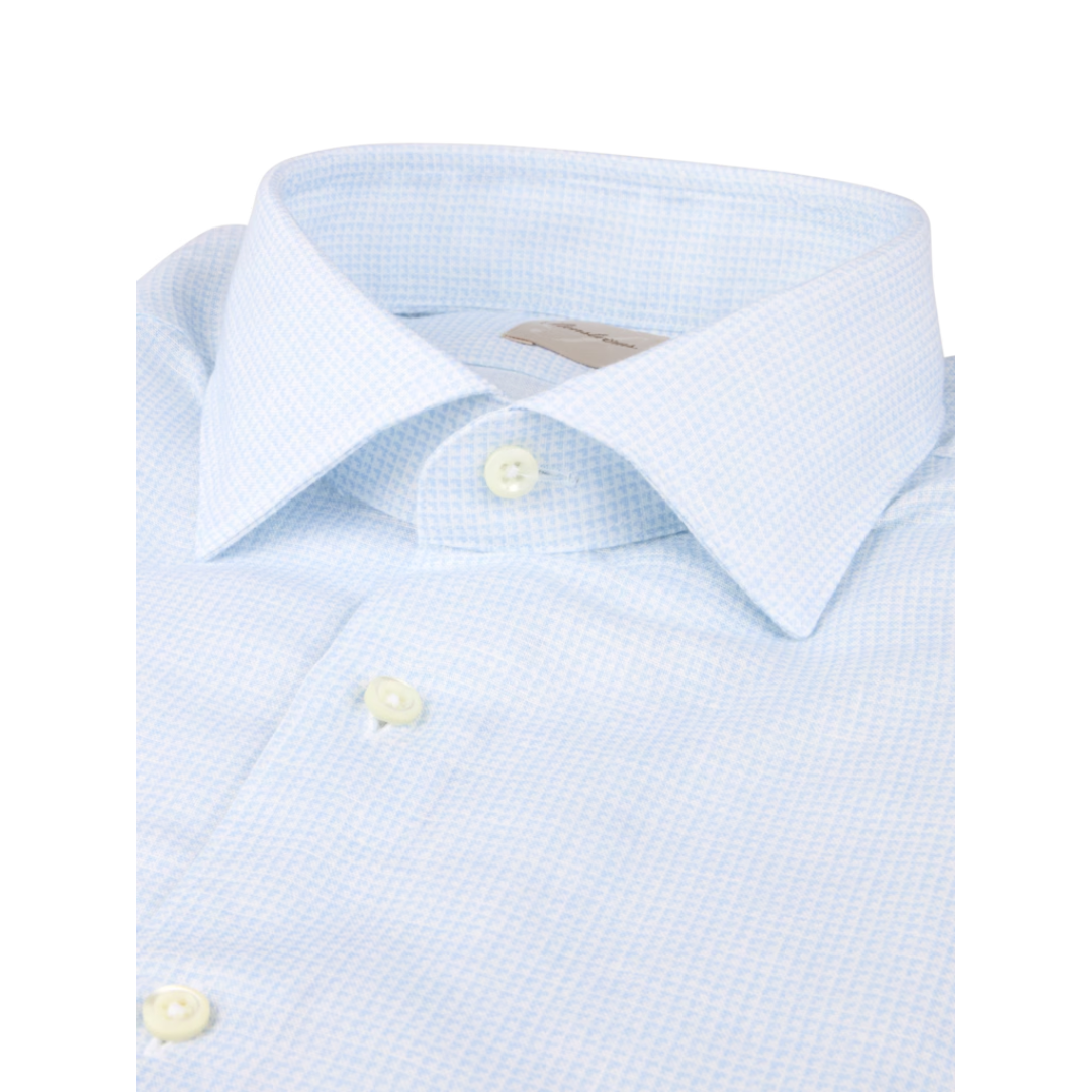 Light Blue Checked Linen/Lyocell Shirt