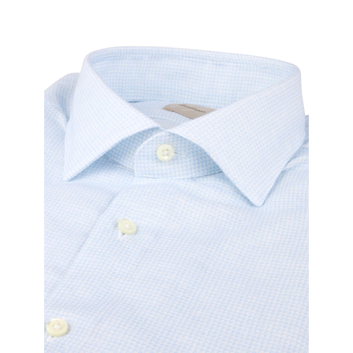 Light Blue Checked Linen/Lyocell Shirt