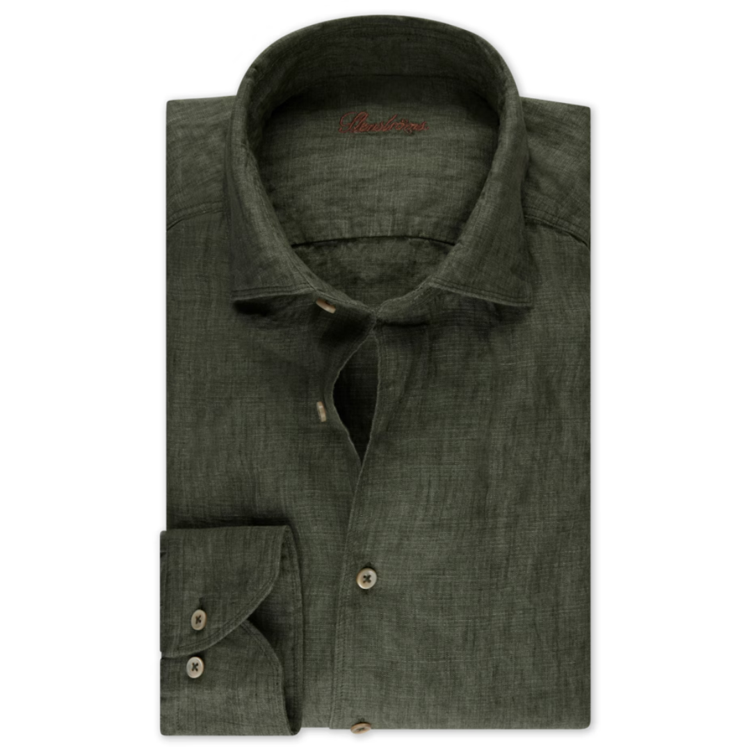 Dark Green Linen Shirt