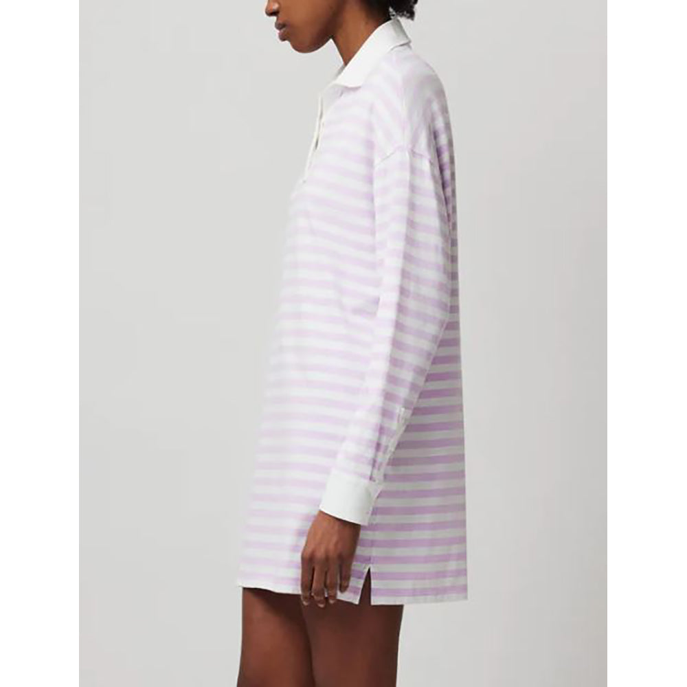 Jersey Stripe Long Sleeve Polo Dress