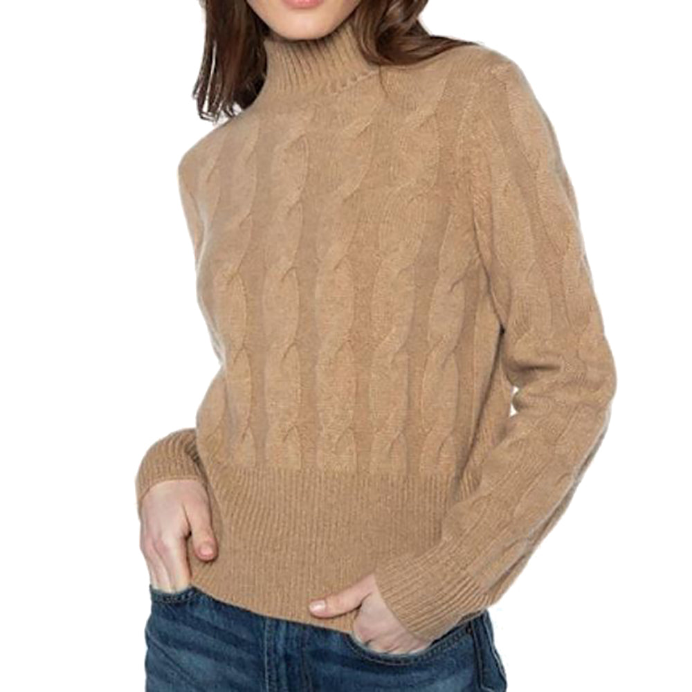 Cashmere Cable Mock Neck Sweater