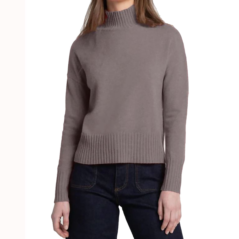 Rib Trim Funnel Sweater