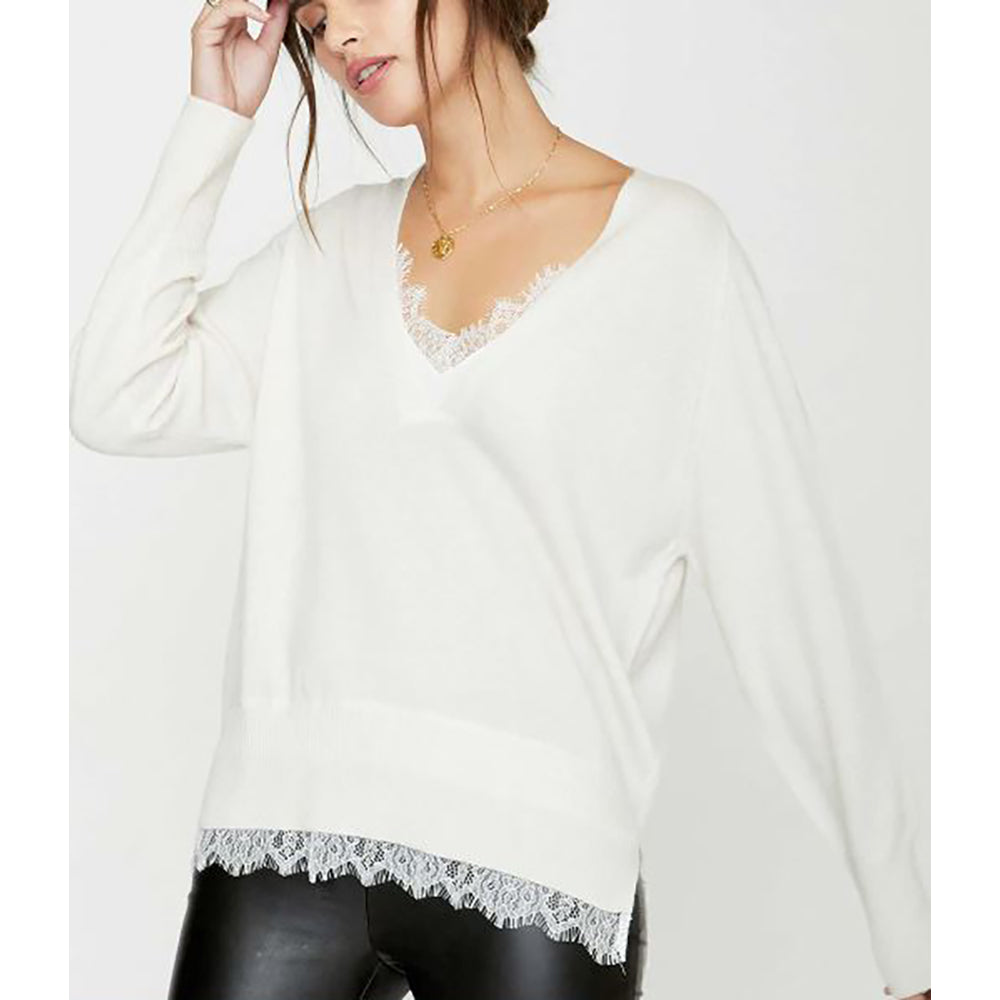 Lace Vee Layered Pullover