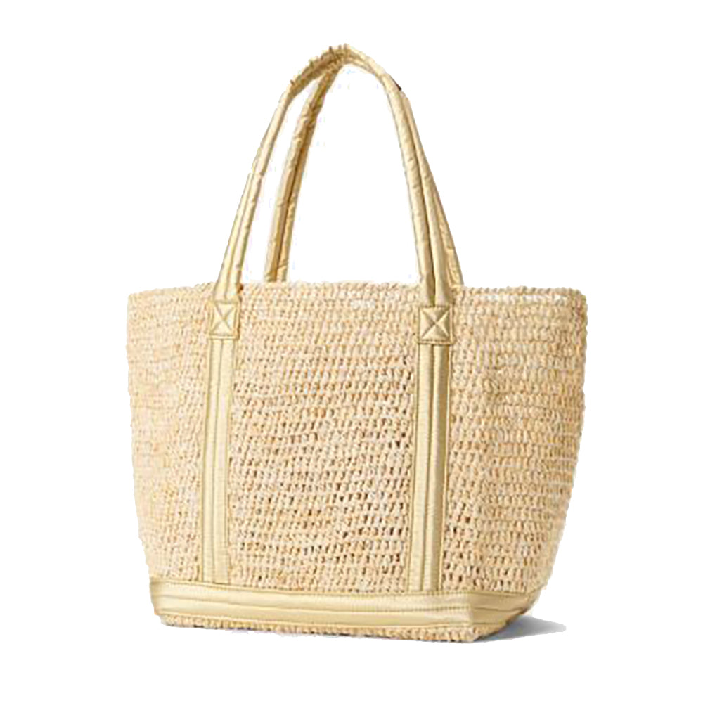 Medium Raffia Tote Sequin - Light Gold