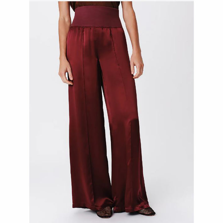 Silk Charmeuse Palazzo Pant - Merlot