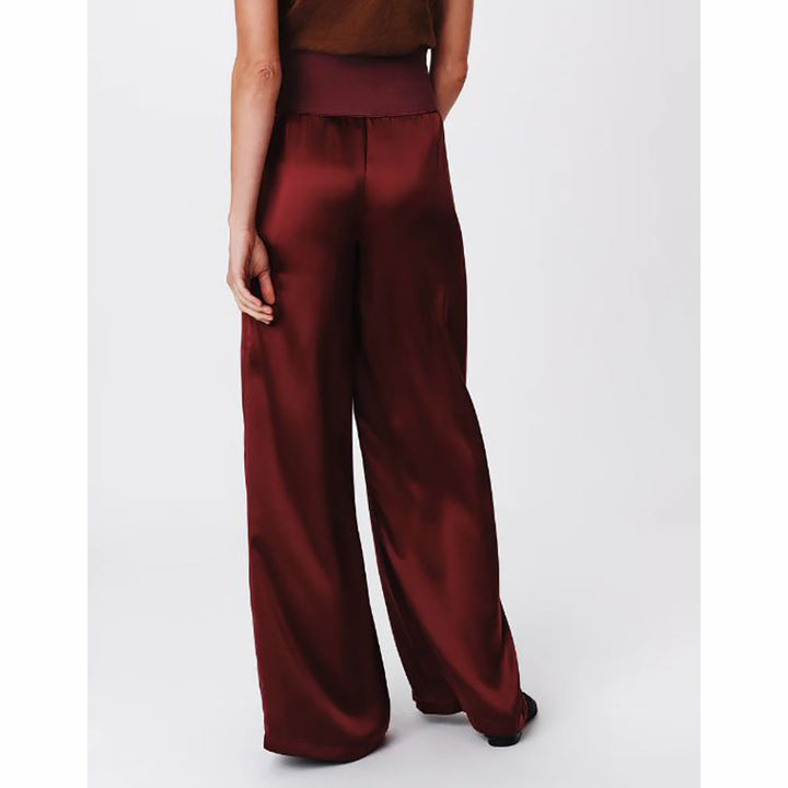 Silk Charmeuse Palazzo Pant - Merlot