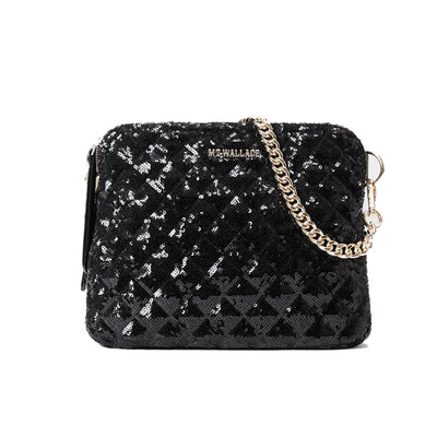 Quilted Madison Crossbody - Black Sequin