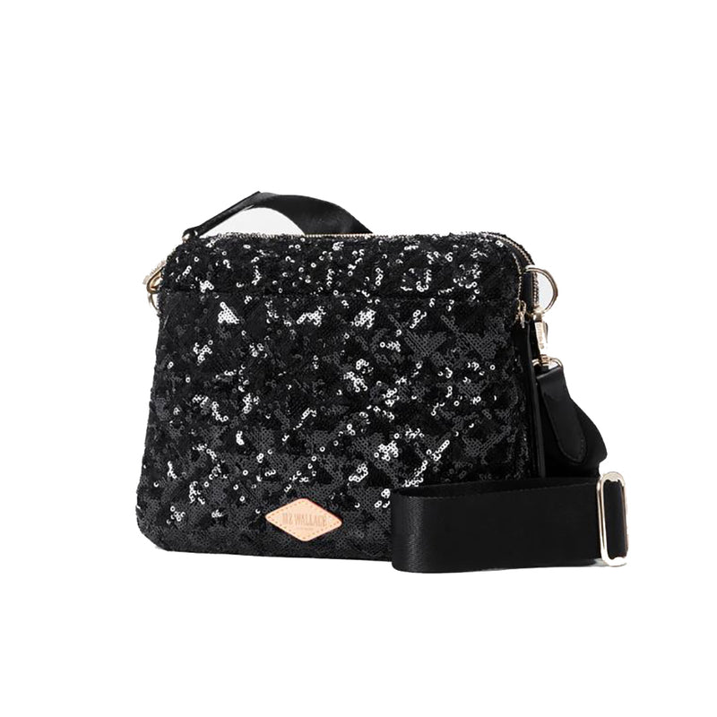 Quilted Madison Crossbody - Black Sequin