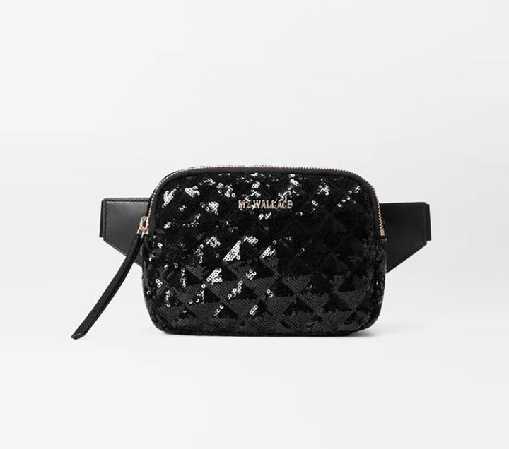 Quilted Madison Belt Bag - Black Sequin