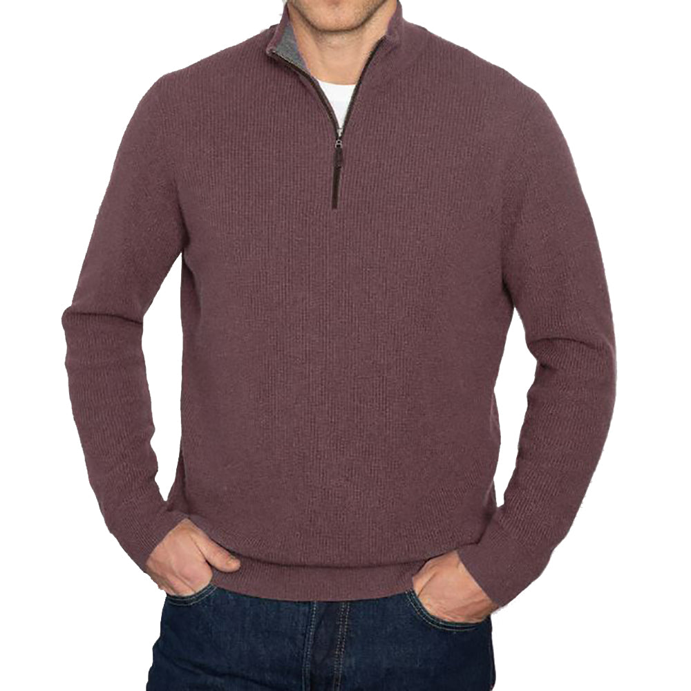 Suede Trim Rib 1/4-Zip