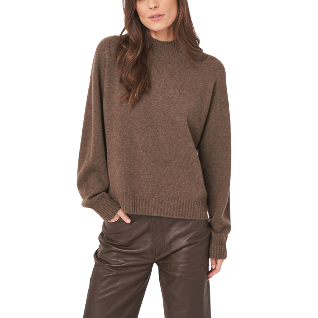 Seamless Stand Collar Boxy Cashmere Sweater