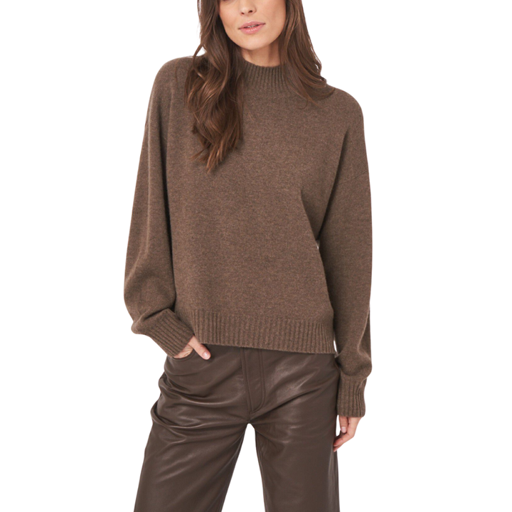 Seamless Stand Collar Boxy Cashmere Sweater