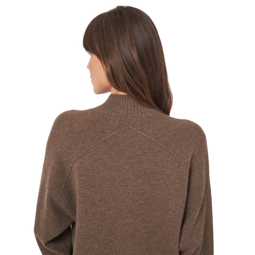 Seamless Stand Collar Boxy Cashmere Sweater
