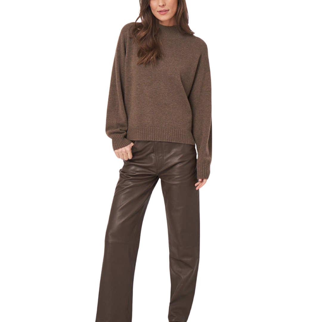 Seamless Stand Collar Boxy Cashmere Sweater