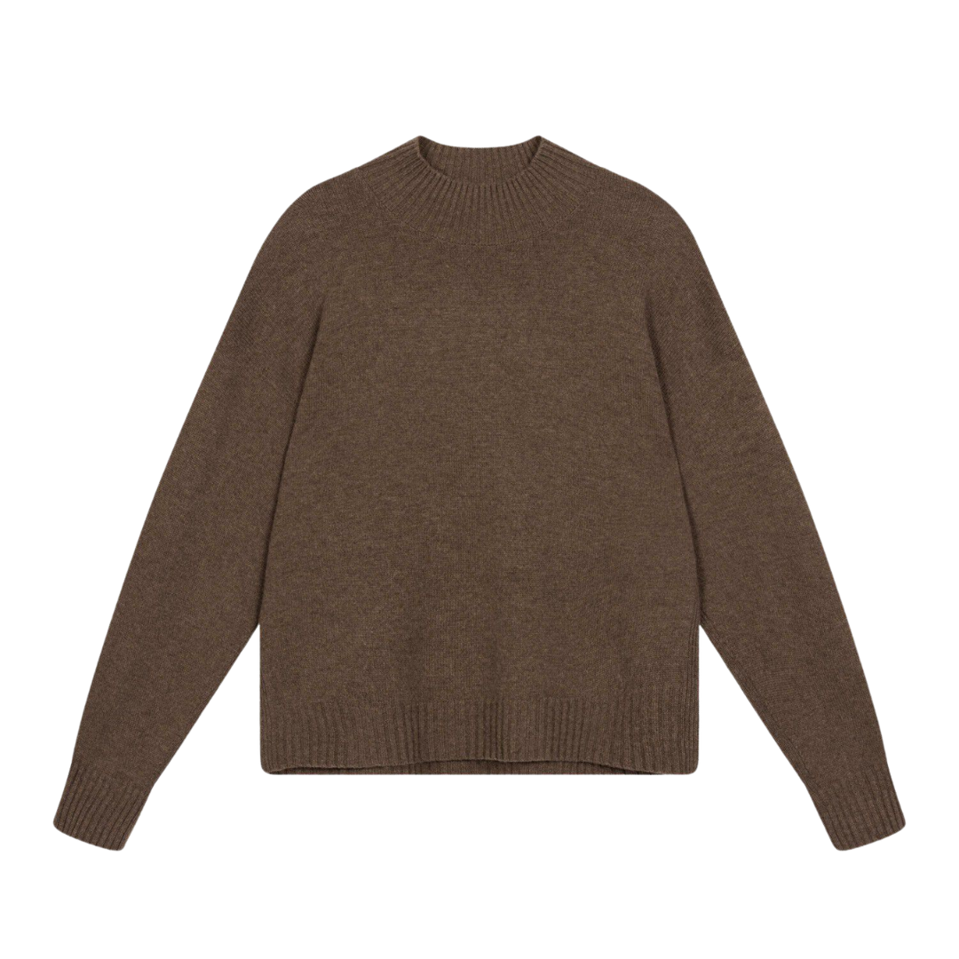 Seamless Stand Collar Boxy Cashmere Sweater