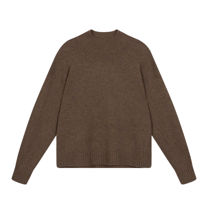 Seamless Stand Collar Boxy Cashmere Sweater