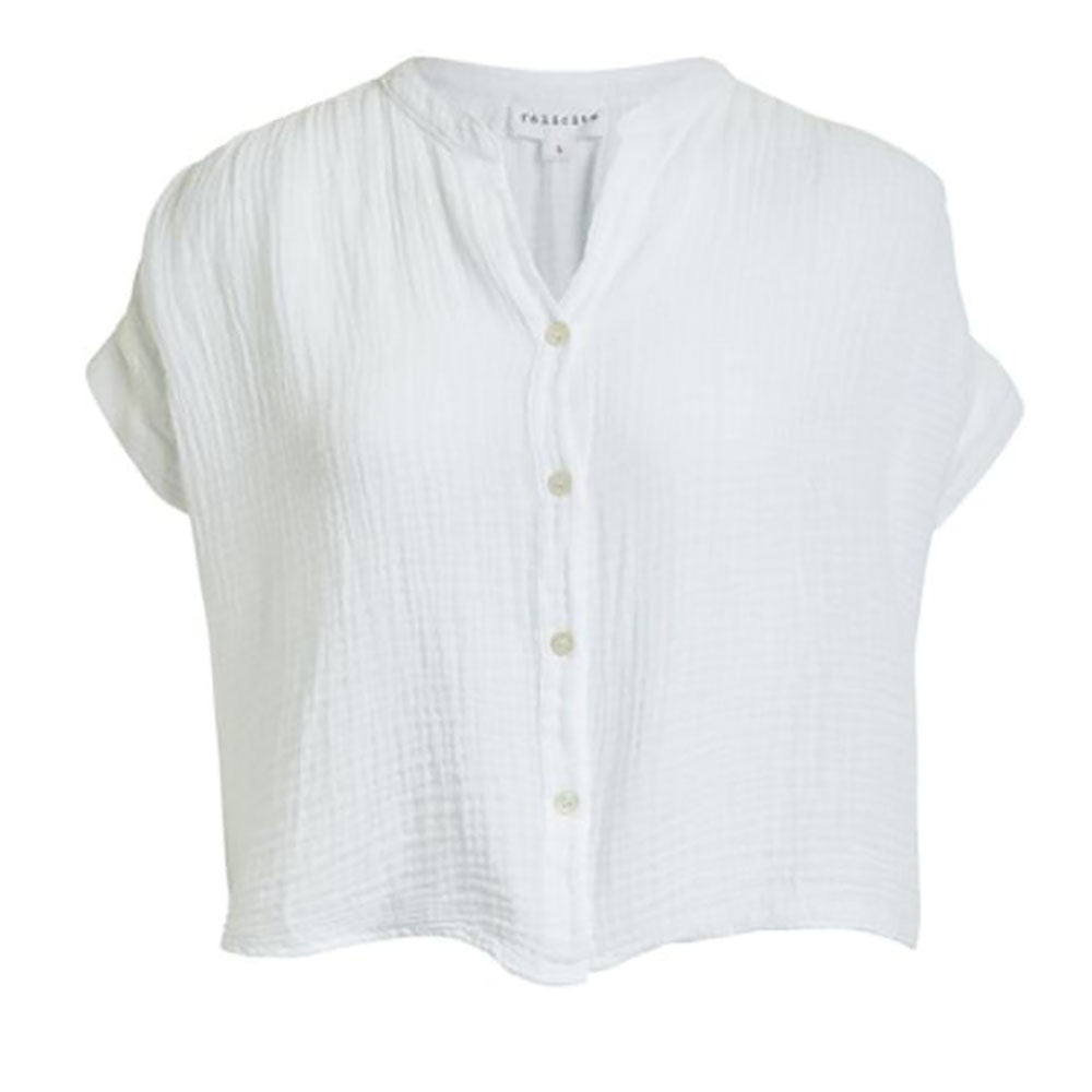 Short Sleeve Gauze Top - White