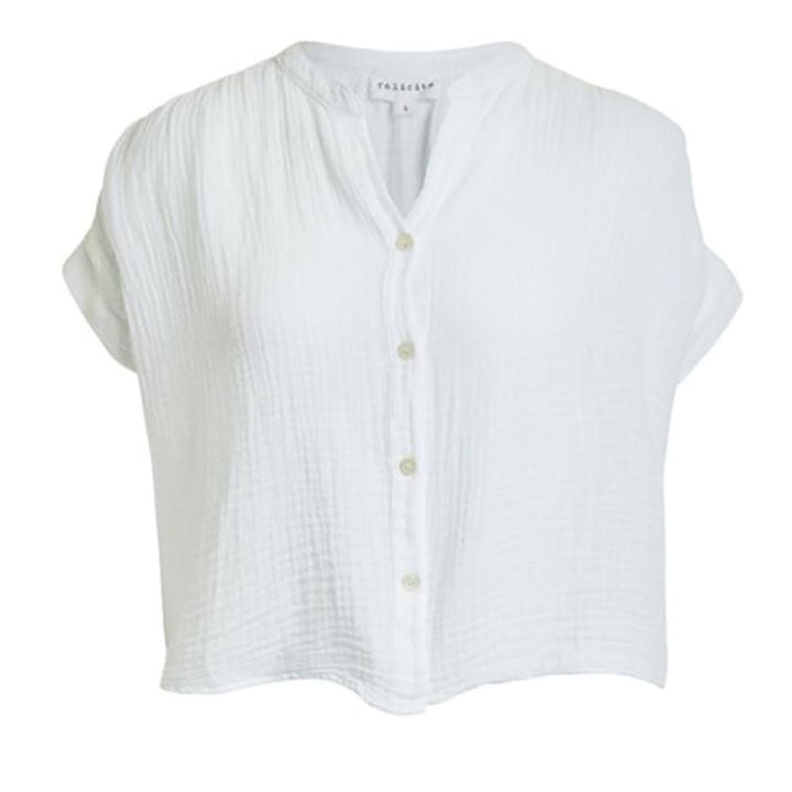 Short Sleeve Gauze Top - White