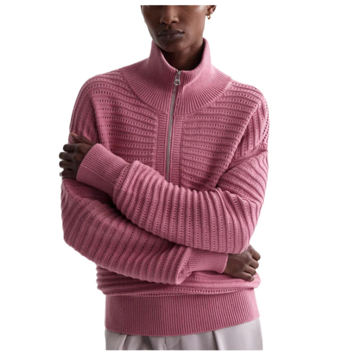 Tara Pointelle Half-Zip Knit